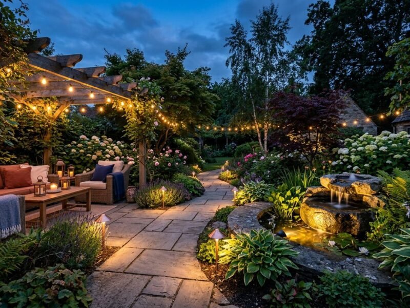 Water Features & Garden Lighting: The Evening Transformation